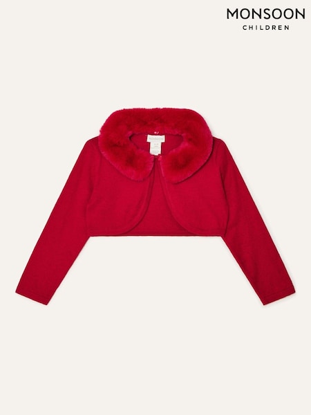 Monsoon Red Baby Fluffy Collar Super-Soft Cardigan (AL8959) | 1,382 UAH - 1,502 UAH