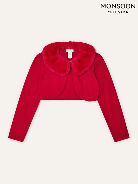 rdeča - Monsoon Supersoft Faux Fur Collar 100% Cotton Cardigan (AL8962) | € 33 - € 38