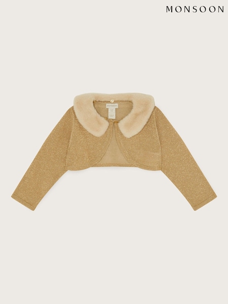Monsoon Gold Baby Fluffy Collar Super-Soft Cardigan (AL8966) | €30 - €33