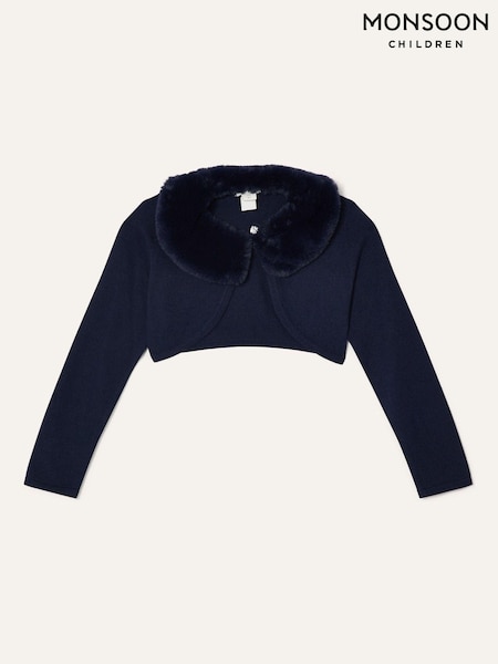 modra - Monsoon Supersoft Faux Fur Collar 100% Cotton Cardigan (AL8970) | € 33 - € 38