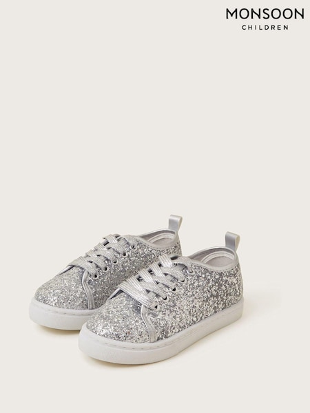 Monsoon Silver All-Over Glitter Trainers (AL8983) | kr343 - kr400