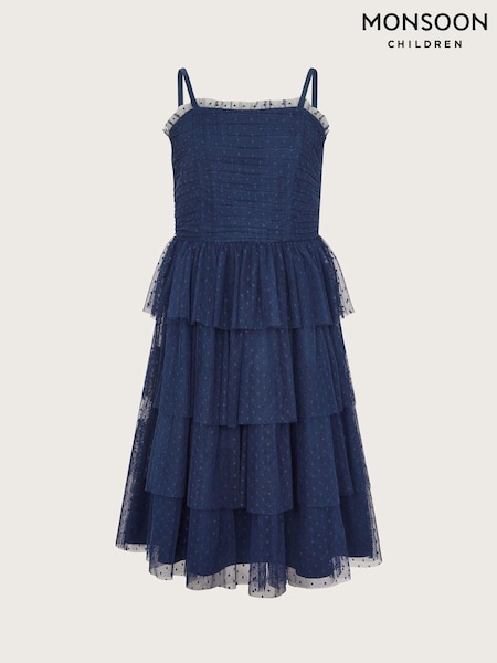 Monsoon Blue Inga Spot Tulle Prom Dress (AL8984) | 131 QAR - 143 QAR