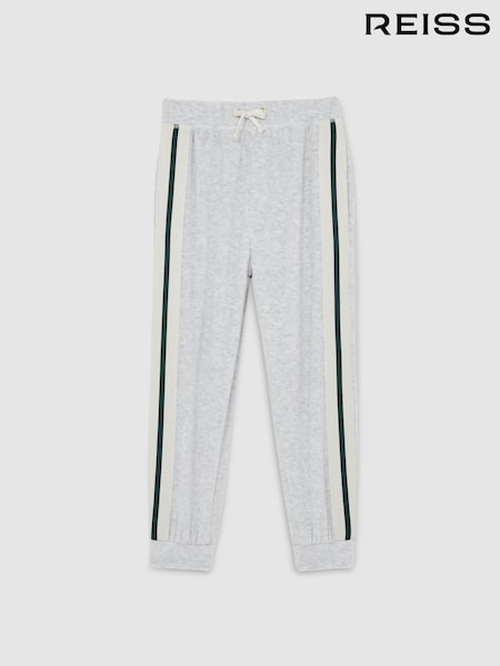 Reiss Grey Chance 13-14 yrs Velour Side-Stripe Tracksuit Joggers (AL8994) | AED310