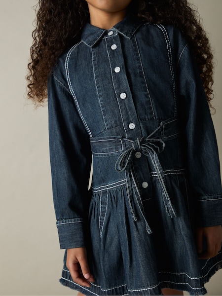 Reiss Leighton Chambray Contrast-Stitch Flippy Dress (AL8995) | 95 €