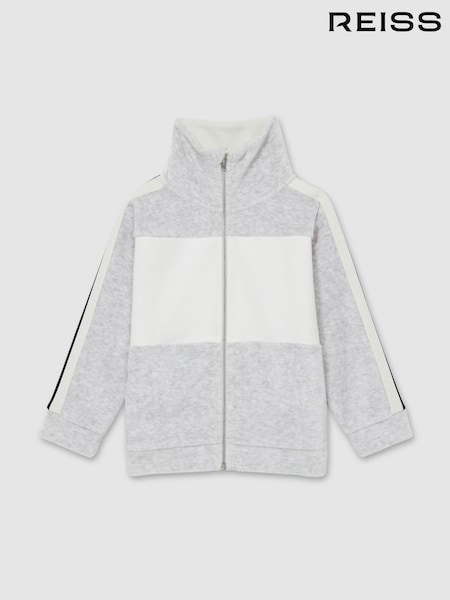 Reiss Grey Chance 13-14 yrs Velour Panelled Tracksuit Top (AL9010) | AED331