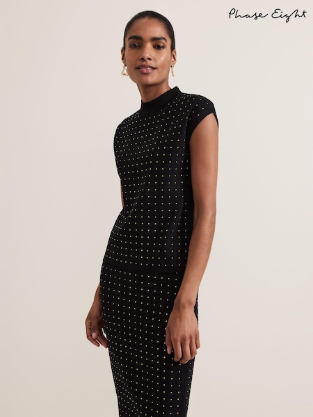 Phase Eight Black Kendall Stud Knit Jumper (AL9222) | €43.50