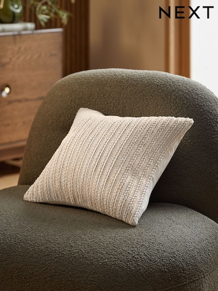 Natural 43 x 43cm Two Tone Plait Textured Cushion (AL9249) | €25