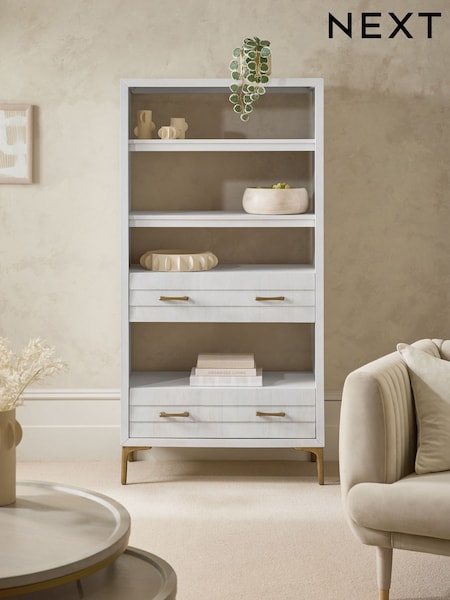 Light Isla Mango Wood Textured Front Storage Shelf (AL9275) | €1,375