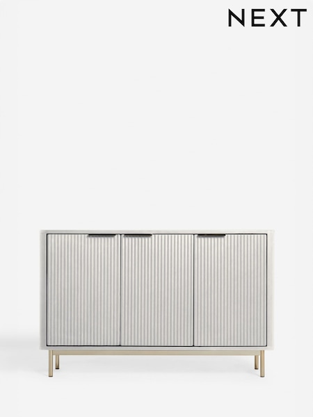 White Emilie Ribbed Space Saving Large Sideboard (AL9299) | €430