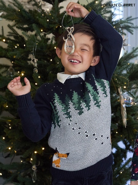 Polarn O. Pyret Blue Organic Cotton Christmas Jumper (AL9348) | €27
