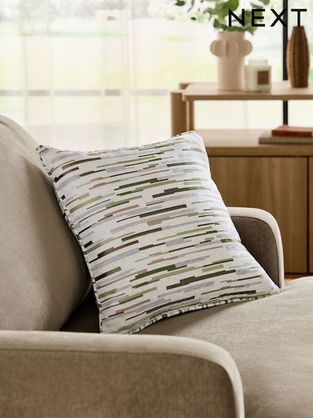 Green 43 x 43cm Abstract Stripe Cushion (AL9362) | 59 QAR