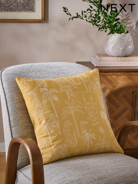 Ochre Yellow Quilted Animal Cushion (AL9365) | €25