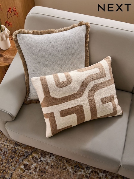 Natural 40 x 59cm Abstract Wiggle Indoor Outdoor Cushion (AL9366) | €28