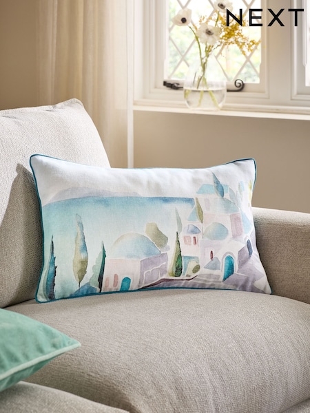 Blue Santorini Printed Cushion (AL9375) | €20