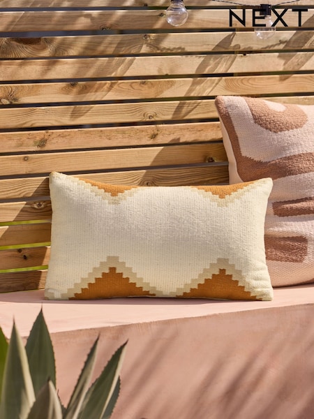 Rust Brown Geometric Woven Indoor Outdoor 50 x 30cm Cushion (AL9377) | €24