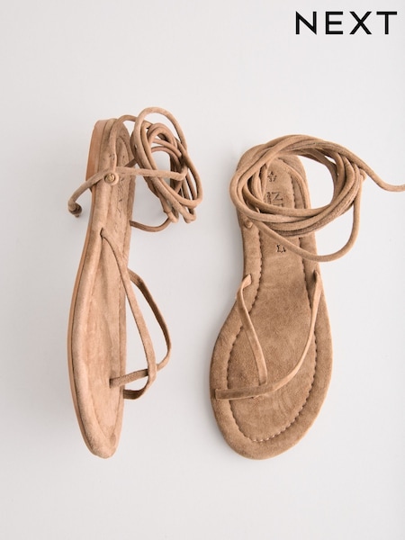 Dunkelbraun/Veloursleder - Forever Comfort® Strappy Lace Up Sandals (AL9407) | 42 €