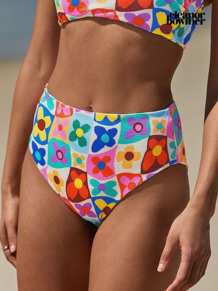 Eleanor Bowmer Flower Check High Waist Tummy Control Green/White Briefs (AL9432) | €41
