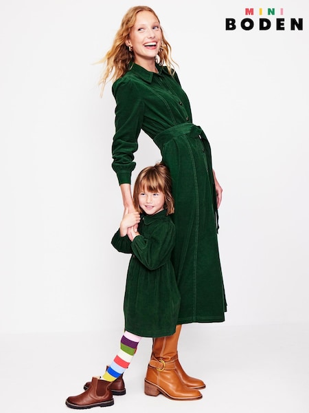Boden Green Aubrey Puff Sleeve 100% Cotton Shirt Dress (AL9473) | €27 - €30