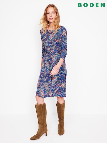 Boden Blue Amelie Long Sleeve Dress (AL9474) | R$ 590