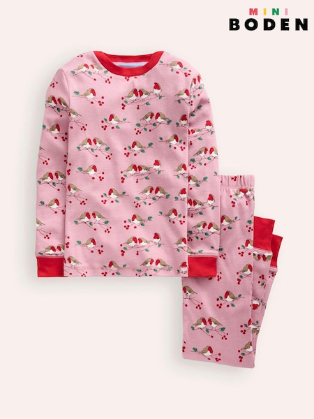 Boden 100% Cotton All Christmas Nightwear Festive Robins Snug Long John Pyjamas (AL9530) | ‏79 ر.ق. - ‏93 ر.ق.