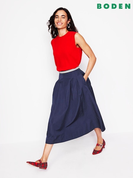 Boden Isabella Taffeta Midi Skirt (AL9539) | 443 LEI