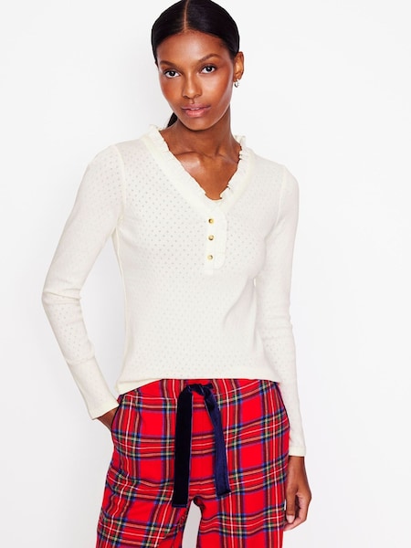 Cream - Boden Henley Pyjamaoberteil aus 100% Baumwolle (AL9556) | 29 €