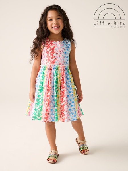 Little Bird by Jools Oliver Multi Rainbow Floral Colourful Rainbow Woven Dress (AL9597) | ₪141 - ₪181