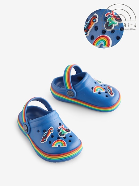 Little Bird by Jools Oliver Blue Rainbow Charm Clogs (AL9604) | €26