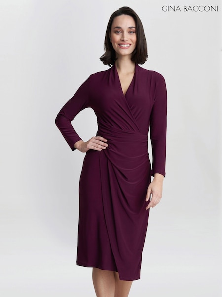 Gina Bacconi Purple Gloria Jersey Wrap Dress (AL9619) | €158
