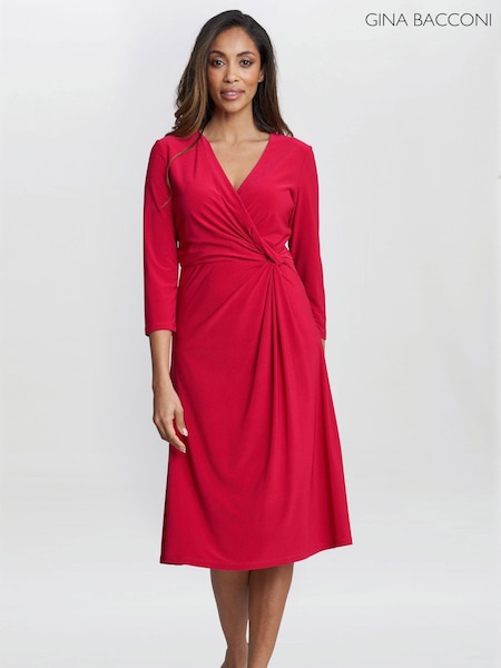 Gina Bacconi Red Antonia Jersey Wrap Dress (AL9627) | €79