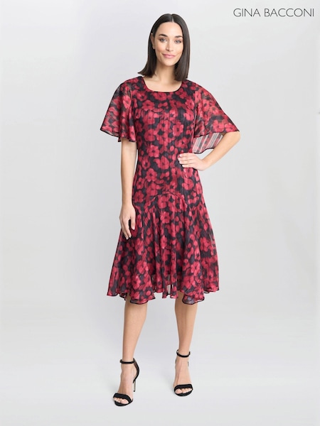 Gina Bacconi Annette Chiffon Black Dress (AL9628) | €204
