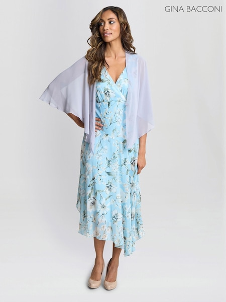 Silver - Gina Bacconi Chiffon Cover Up Shawl Scarf (AL9637) | kr1 470