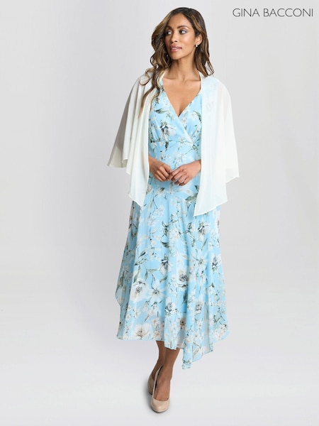 Vit - Gina Bacconi Chiffon Cover Up Shawl Scarf (AL9648) | kr1 470