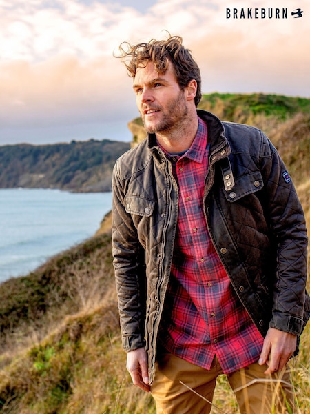 Brakeburn Brown Dry Wax Quilted Jacket (AL9665) | €215