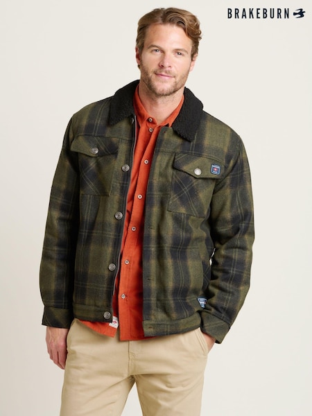 Brakeburn Green Borg Lined Trucker Jacket (AL9704) | AED349