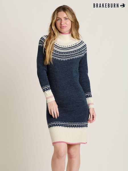 Brakeburn Blue Retro Ski Knitted Dress (AL9772) | €53