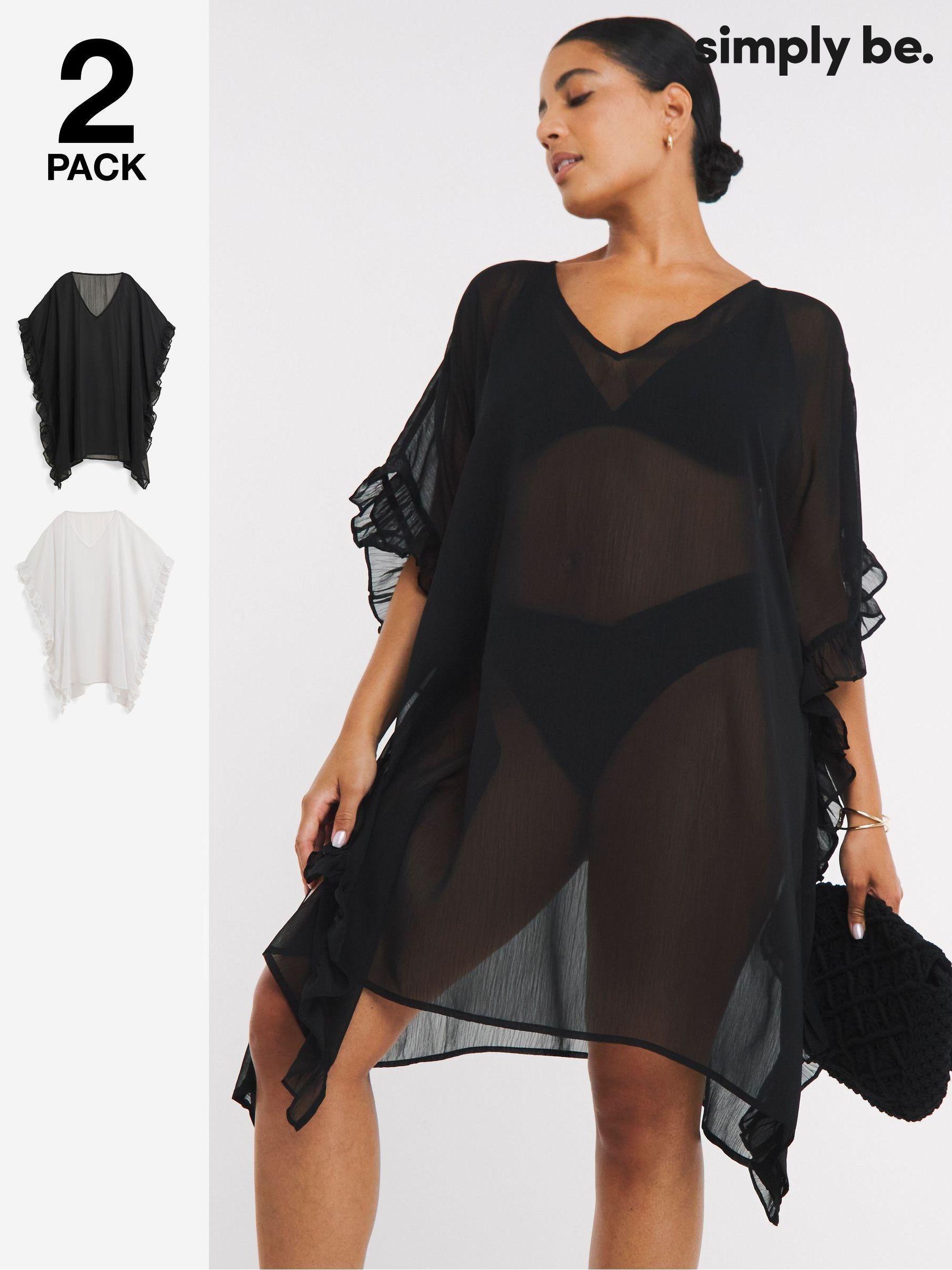 Women s Black Kaftan Plain Swimwear Next Luxembourg