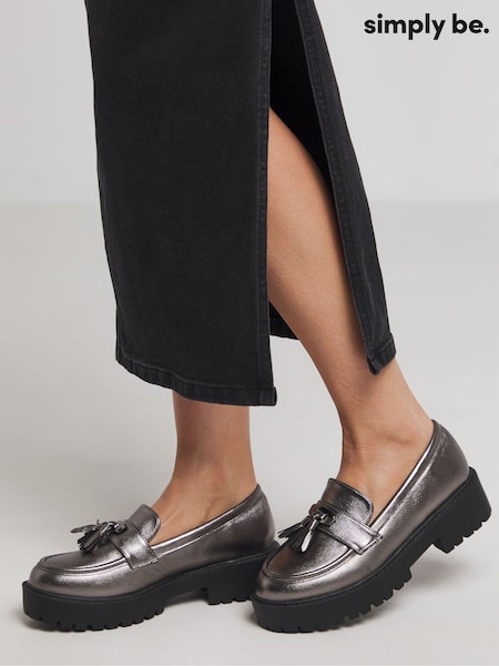 Simply Be Wide Fit Tassel Detail Chunky Loafers (AL9870) | 177 LEI