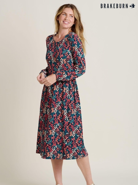 Brakeburn Red Winter Ditsy Midi 100% Cotton Dress (AL9930) | €38