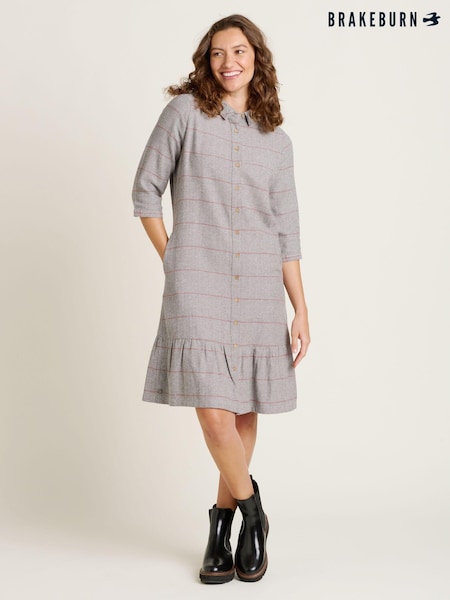 Brakeburn Grey Westbourne Shirt 100% Cotton Dress (AL9938) | €43