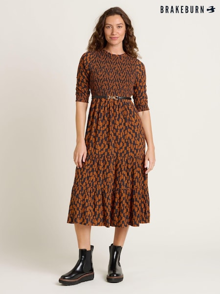 Brakeburn Orange Brush Strokes Midi Dress (AL9960) | €44.50