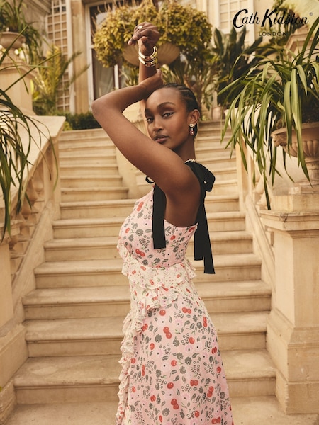 Cath Kidston Pink Cherry Bunches Ruffles Maxi Dress (AL9983) | € 172