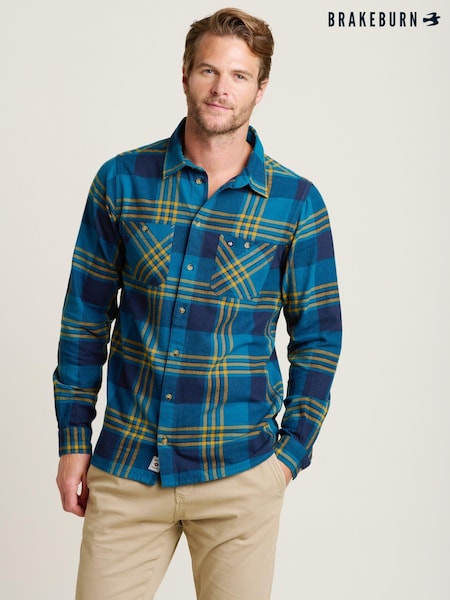 Brakeburn Blue 100% Cotton Winter Check Shirt (AM0015) | €51