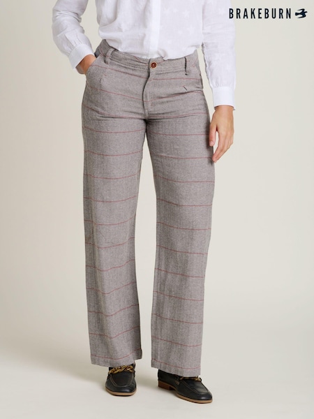 Brakeburn Grey 100% Cotton Wide Leg Textured Trousers (AM0036) | €36