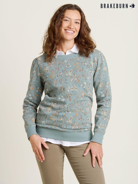 Brakeburn Blue Mia Crew Neck 100% Cotton Sweatshirt (AM0059) | AED160
