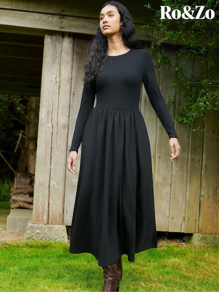 Ro&Zo Black Rib Top Ponte Skirt Dress (AM0087) | €126