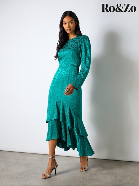 Ro&Zo Angelina Animal Jacquard Flute Hem Dress (AM0089) | €105