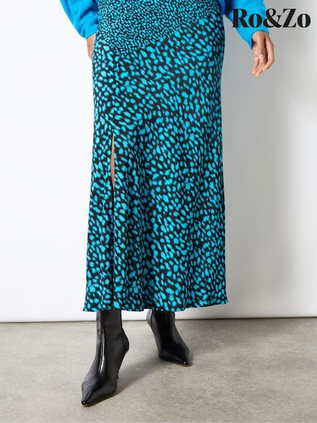 Ro&Zo Blue Dash Print Contrast Panel Skirt (AM0091) | €86
