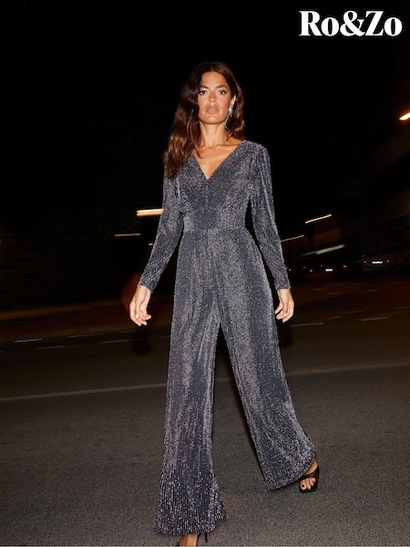 Ro&Zo Eliza Sparkle Jersey V-Neck Jumpsuit (AM0102) | €85