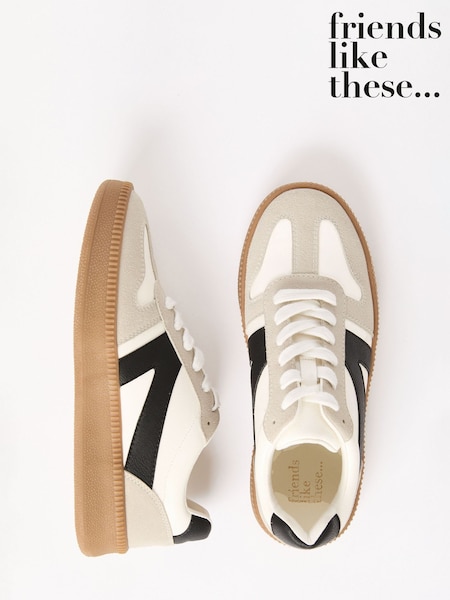 Friends Like These White Lace-Up Retro Gumsole Sports Trainers (AM0205) | ₪171